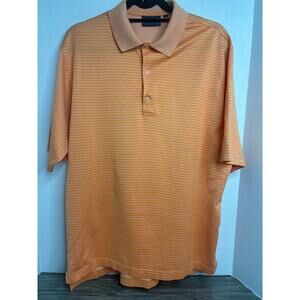 Bobby Jones Players Men's Size Large Orange Polo Shirt Logo Geometric Golf